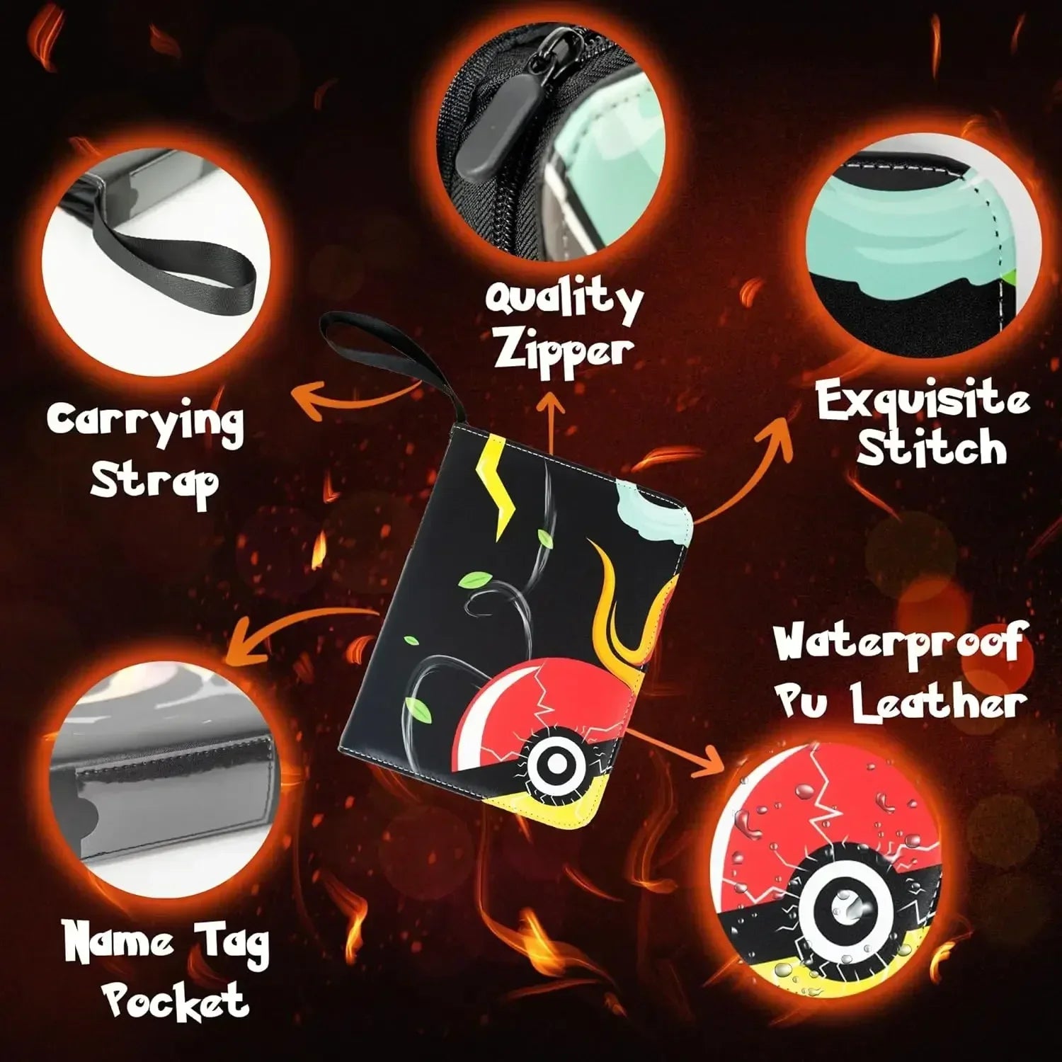 Pokémon Trading Card Binder | Custom Collection Book Holder with 50 Sleeves (400 Pockets)