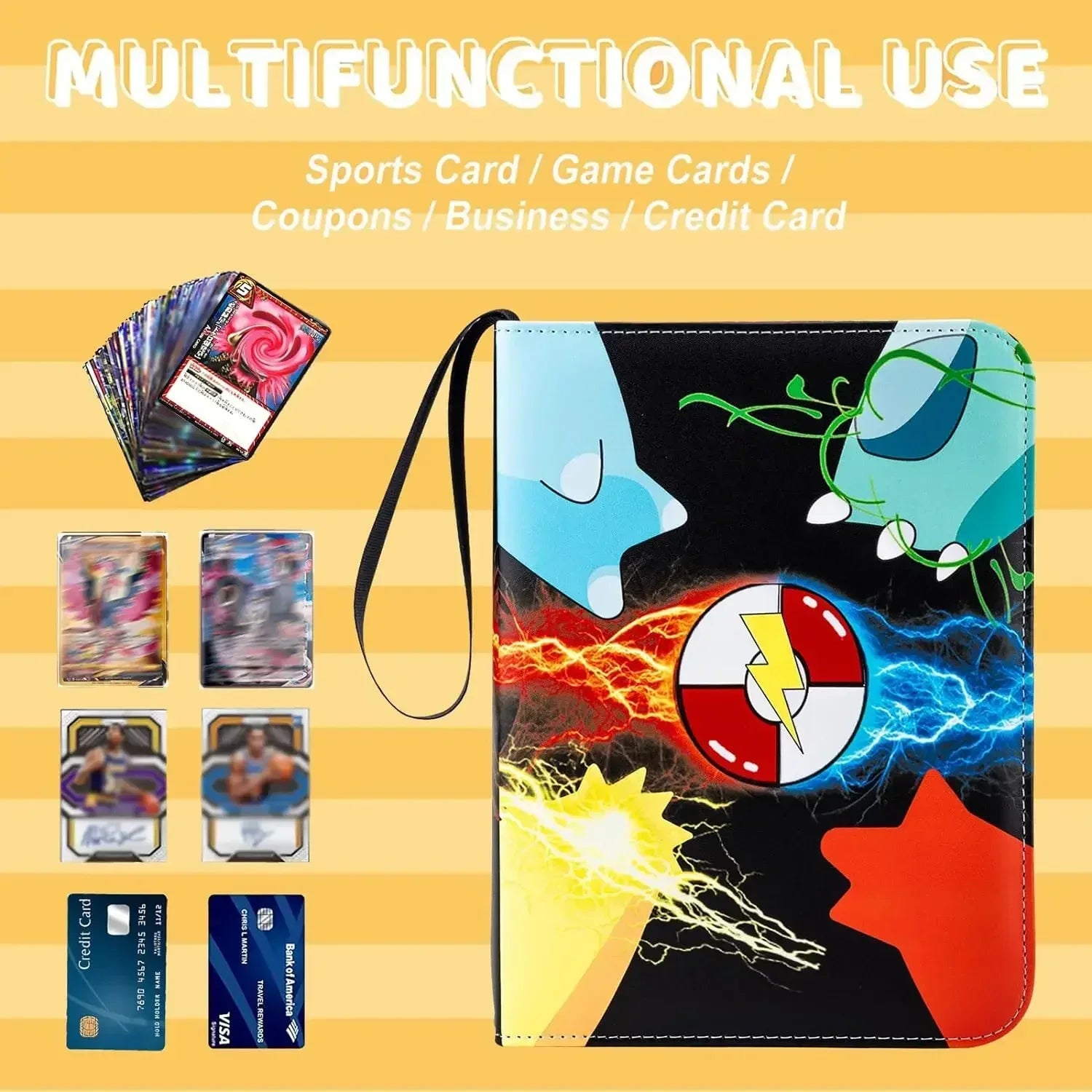 Pokémon Trading Card Binder | Custom Collection Book Holder with 50 Sleeves (400 Pockets)