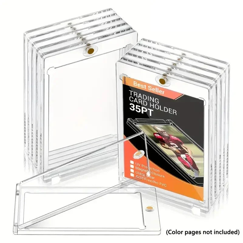 35PT Magnetic Card Holder – Hard Plastic Display Case for Pokémon TCG & Sports Cards | Standard Size Protector