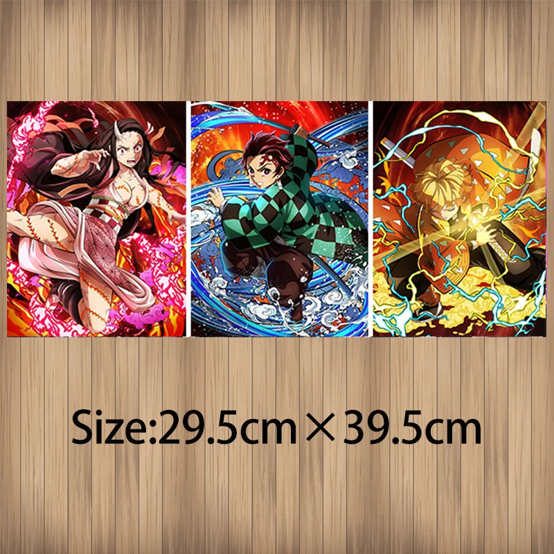 Demon Slayer 3D Motion Lenticular Poster – Nezuko, Tanjirou & Zenitsu Anime Wall Art for Room Decor (Unframed)