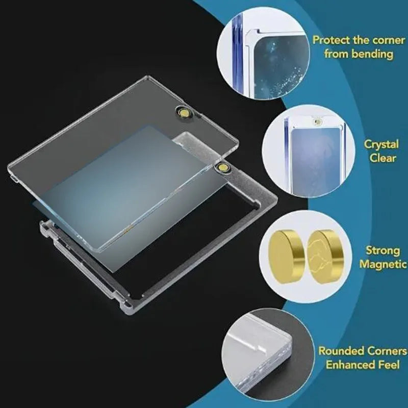 35PT Magnetic Card Holder – Hard Plastic Display Case for Pokémon TCG & Sports Cards | Standard Size Protector