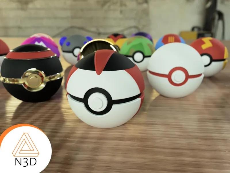 3D Printed Poké Balls  Premier, Dive, Heavy, Quick, Cherish, Dream, Team Rocket, Team Magma, Timer & Dusk Ball  Pokemon Collectible
