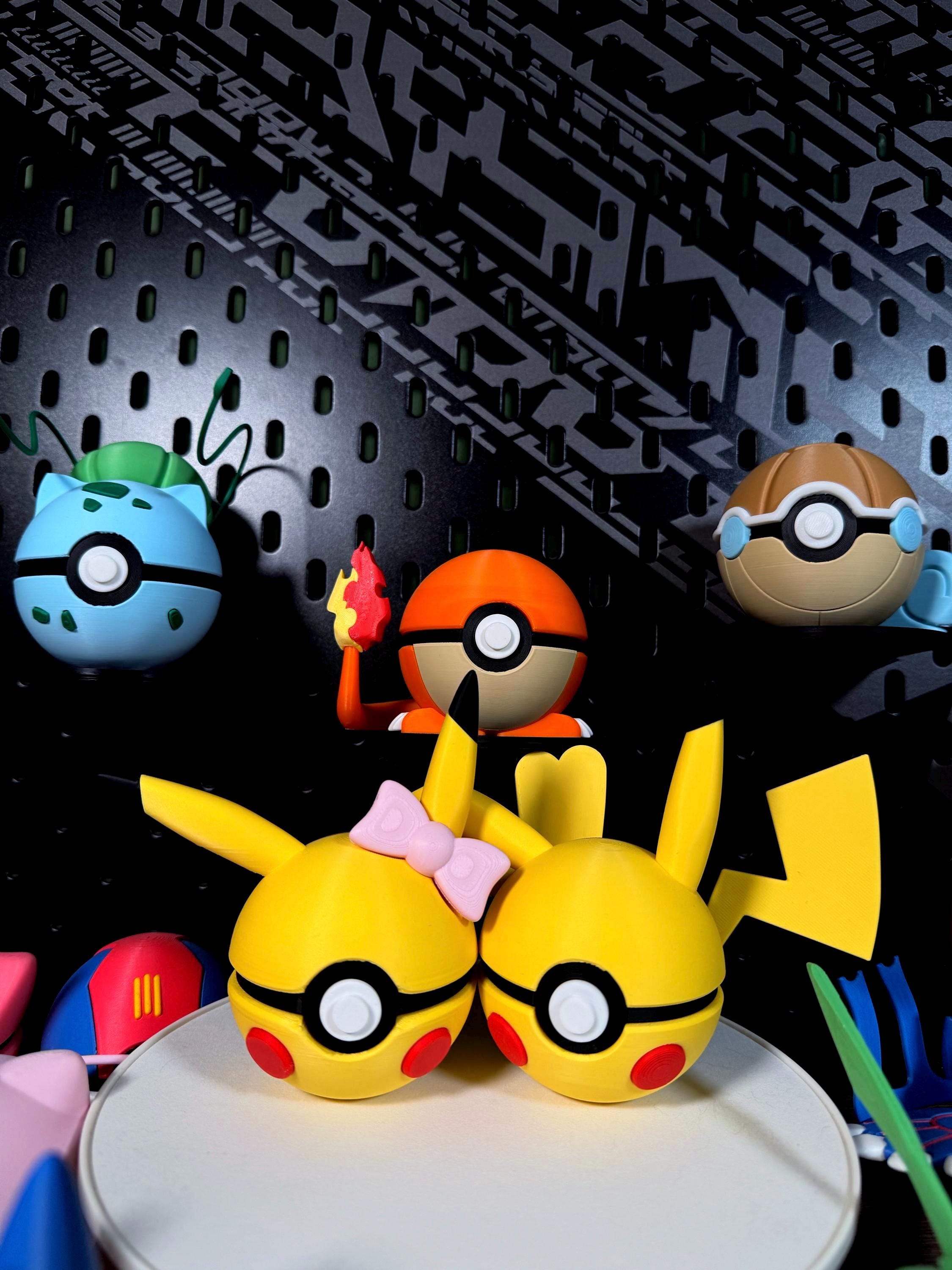 Kanto Starter Poké Balls | Charmander, Squirtle & Bulbasaur 3D Printed Pokémon Collectibles