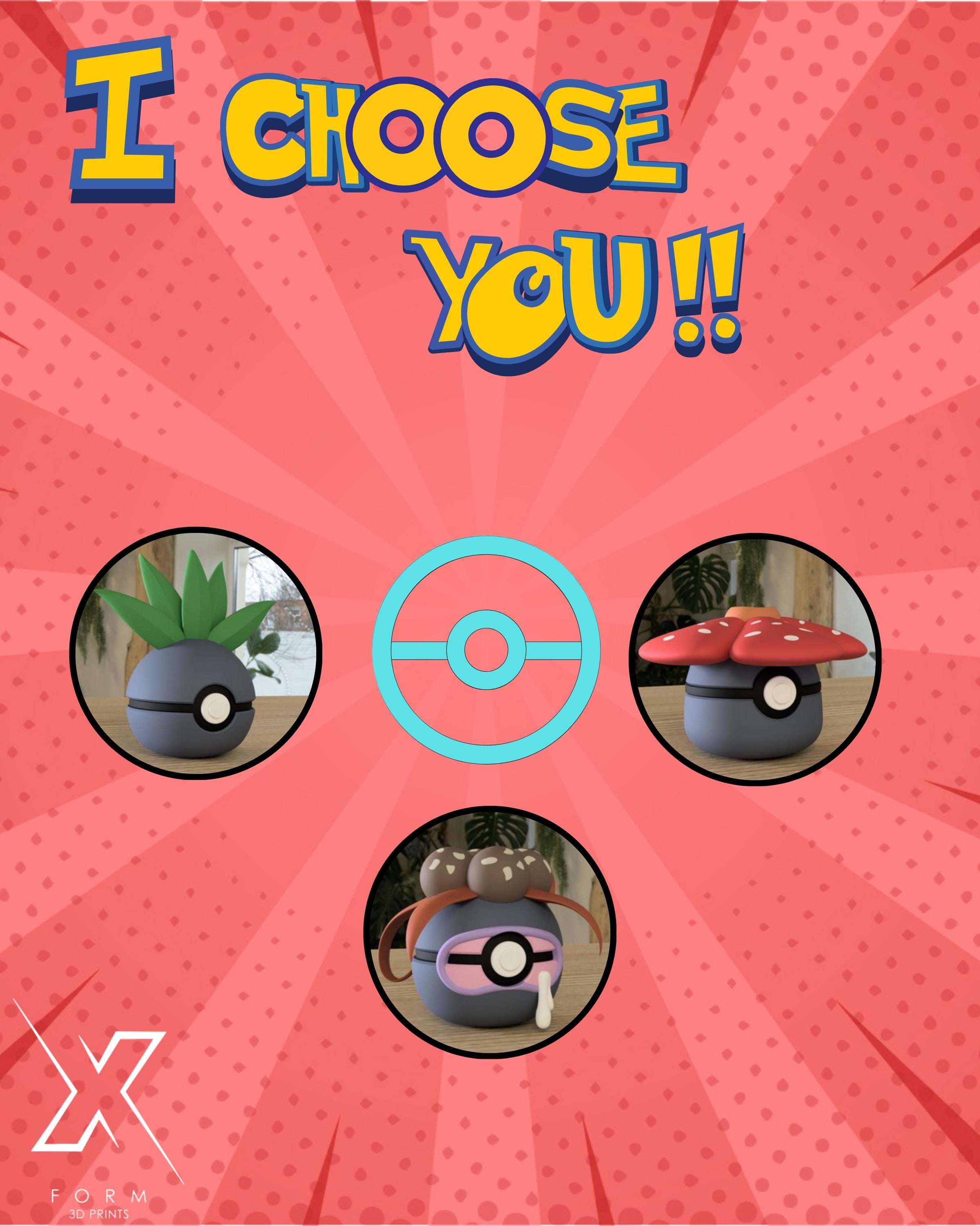 Oddish, Gloom and Vileplume display themed Pokeballs gift I 3D Printed pokeball Pokémon collectibles decor