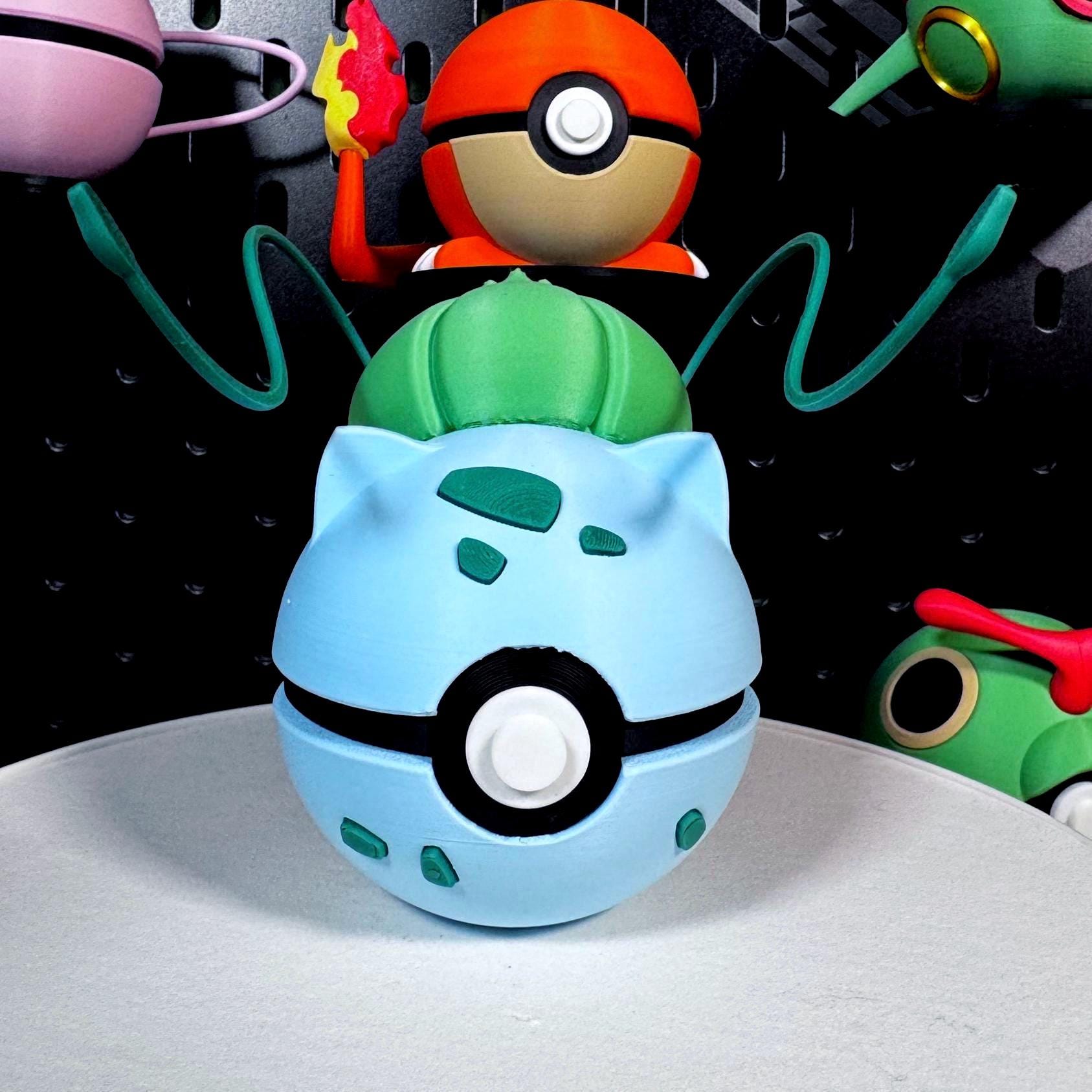 Kanto Starter Poké Balls | Charmander, Squirtle & Bulbasaur 3D Printed Pokémon Collectibles