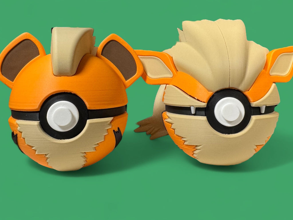 Growlithe and Arcanine display themed Pokeballs  3D Printed Pokémon Collection - gift