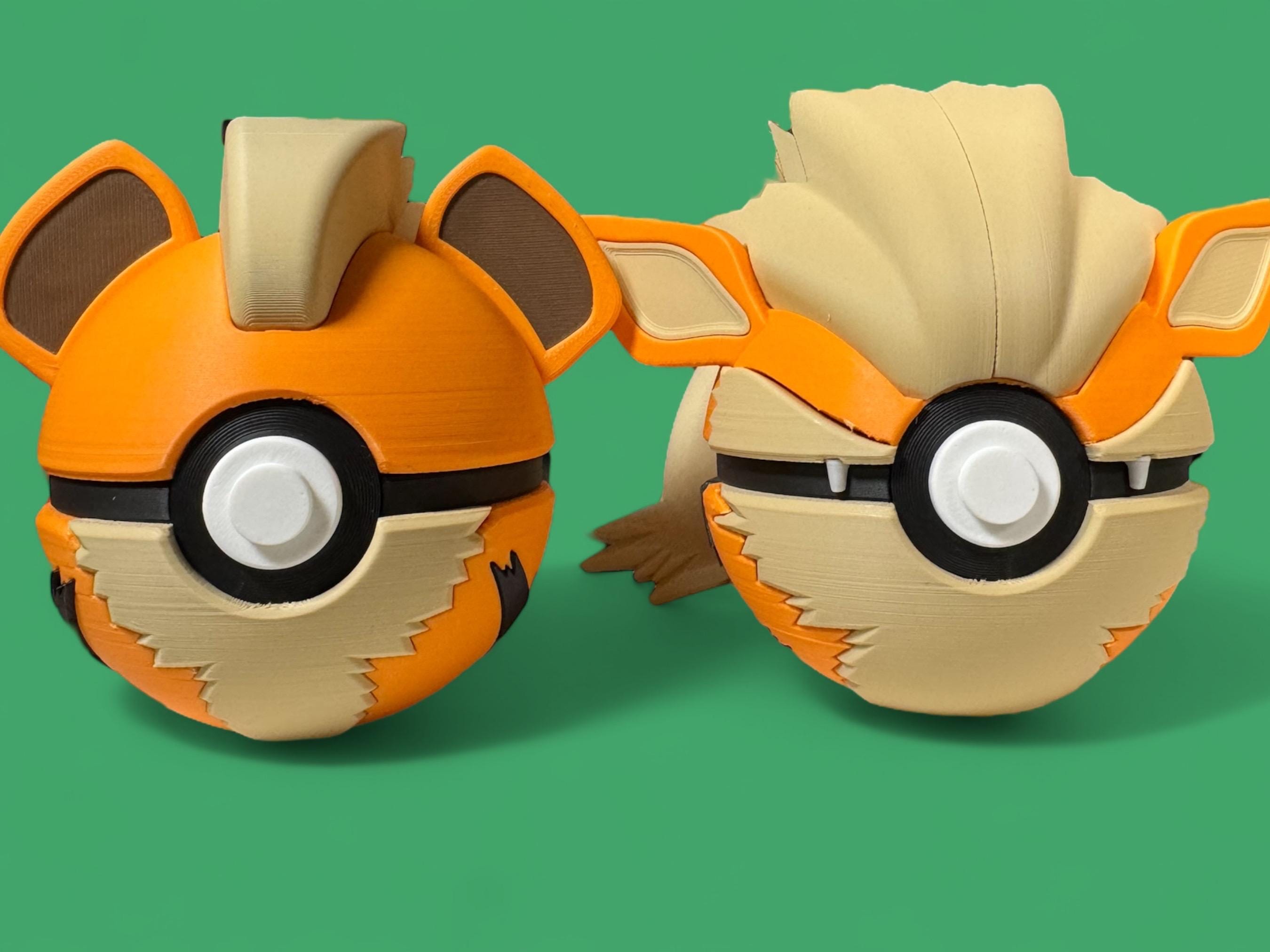 Growlithe and Arcanine display themed Pokeballs  3D Printed Pokémon Collection - gift