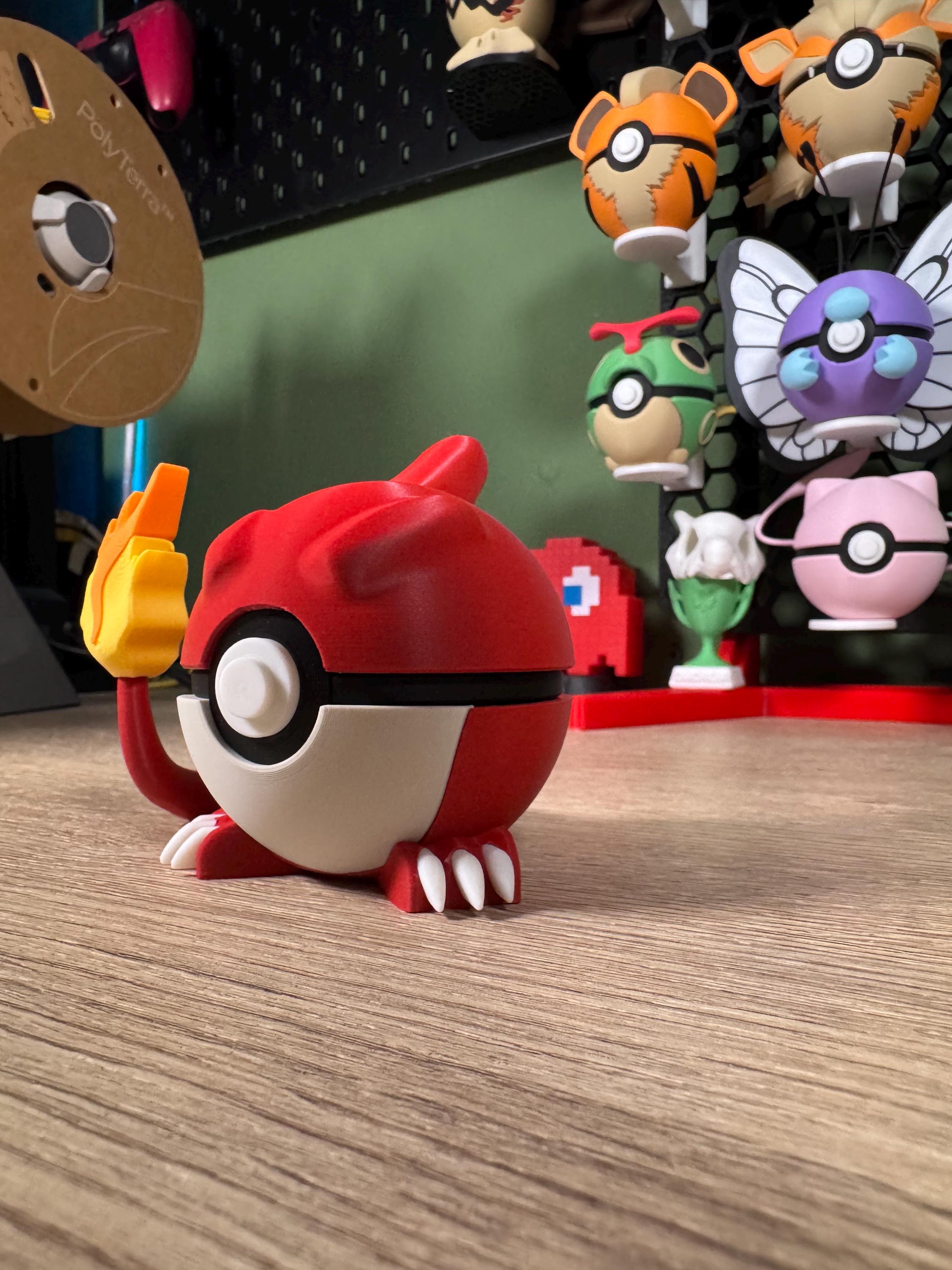 Charmeleon Themed display Pokeball  Pokémon Inspired Collectible  3D Printed Display Ball